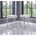 thumbnail image 2 of Dorrington Velvet Backless Counter Height Stool in White/Silver (Set of 2), 2 of 2