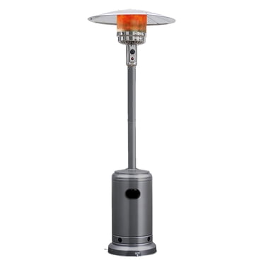 Costway Chauffage de Patio Extérieur en Acier au Propane au Gaz Lp avec Accessoires (Gris Argenté)