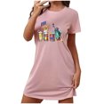 thumbnail image 2 of Fridja Liquidation T-Shirts Patriotiques pour Femmes Chemise de Nuit Courte Surdimensionnée Mode Imprimé Poitrine Robe de Nuit à Manches Courtes Cadeaux pour la Famille (Rose, M), 2 of 5