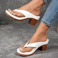 thumbnail image 3 of Heel Sandals for Women Flip Flops Slide Block Chunky Heel Soft Sole Beach Summer Backless Pumps White, 3 of 6