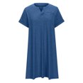 thumbnail image 4 of Penkiiy Robes Grande Taille pour Femmes aux Formes Robe Ample Dames Robe d'Été de Détente Aguichant Petite Col en V Manches Courtes Robe Décontractée 4TG Bleu, 4 of 5