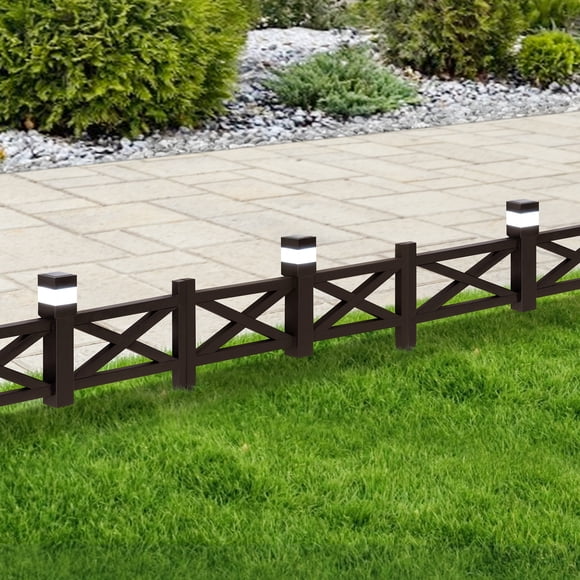 Sunjoy Iron Solar Garden Border Fencing, Metal Lattice Fence Panel Outdoor Decorative Garden Fences(5-pack)