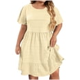 thumbnail image 2 of Weiqiqre Robes d'Été pour Femmes Décontractées Amples Mignonnes à Volants Manches Courtes Fluides Mini-Robe Robe d'Été, 2 of 8