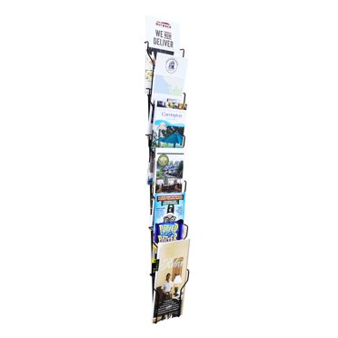FixtureDisplays® Support Mural Vertical à 6 Pochettes 4 X 6 Pouces Porte-Cartes de Vœux Porte-Cartes Postales 4,7 X 2,2 X 30,3 Pouces avec Léger Chevauchement de Pochettes 11713-4X6-BLK