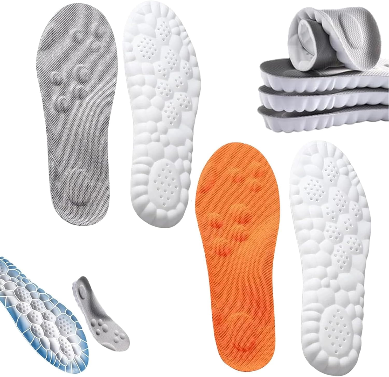 Footstr Insoles, Breathable Soft Foam Shoe Insole, 4D Cloud Tech Sports Insoles with Arch Support for Men, Orthopedic Shock Absorption Inserts for Running, Walking, Work Shoes(2PCS-F,5-6)