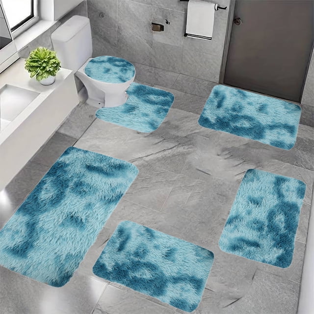 EGNMCR Area Rug, Rugs for Bedroom, New Mixed Color Bath Mats 6 Set Whole Room 6 Pcs Toilet Mats Universal Soft Comfort Water Absorption Non Slip Thick Machine Washable Easy To Dry Dark Carpets Suits