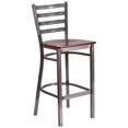 thumbnail image 1 of HERCULES Series Clear Coated Ladder Back Metal Restaurant Barstool - Mahogany Wood Seat, 1 of 6