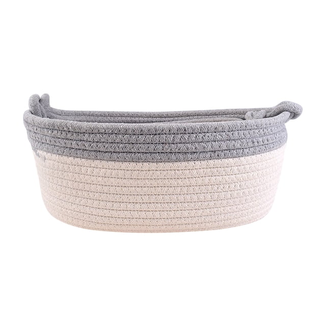 Birdeem Woven Cotton Rope Basket Fabric Basket for Organisation and Storage, Small Laundry Basket for Desktop Storage, Living Room Clutter Storage
