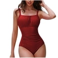 thumbnail image 1 of Push Up One Piece Swimsuits Womens Adjustable Straps Tummy Control Bathing Suits Scoop Neck Ruched Slimming Swimwear, 1 of 5