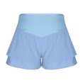 thumbnail image 4 of Besolor Womens Athletic Shorts Double Layers Ruffle High Waist Running Workout Tennis Shorts with Build in Shorts, 4 of 6