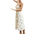 thumbnail image 2 of drppepioner Robe d'Été pour Femme Mode Camis Sans Manches à Col en V Combinaison à Imprimé Floral Robe Fendue de Plage, 2 of 9