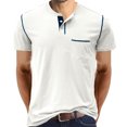 thumbnail image 1 of Dvkptbk Hommes Manches Courtes Décontracté Mode Col Rond Chandail Boutons T-Shirt Blouse en Liquidation, 1 of 5