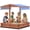 Dark Brown, Blue, variant on Outsunny Wooden Sandbox with Cover, Adjustable Canopy, Dark Brown