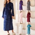 thumbnail image 1 of FAIWAD Women's Flannel Thickened Nightgown Soft Warm Fuzzy Fleece Robe Solid Color Bathrobe Loungewear with Pockets, 1 of 7