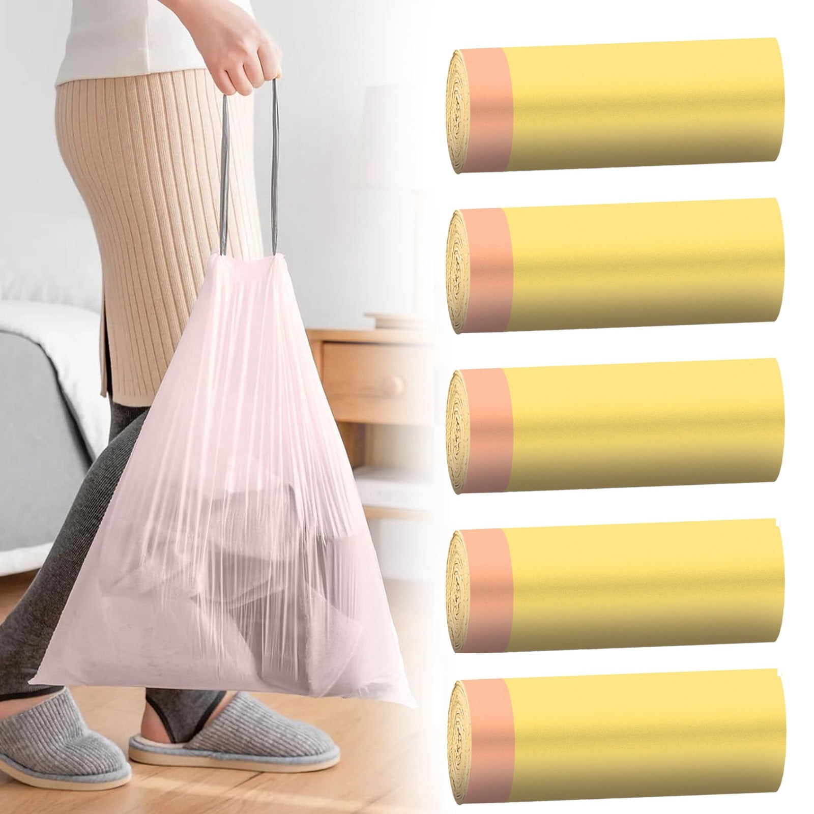 Tanjnj Clearance Drawstring Small Trash Bags 4 Gallon Garbage Bags Wastebasket Liners Kitchen Compostable Bags 75 Count Plastic Trash Bags Unscented Small Bag For Bathroom Living Bedroom