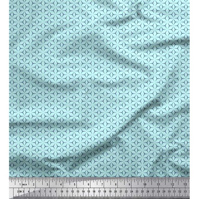 Soimoi Cotton Duck Fabric Geometric Small Print Fabric by Yard 42 Inch Wide