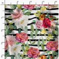 thumbnail image 2 of Soimoi White Poly Georgette Fabric Stripe & Grandiflora Roses Floral Print Sewing Fabric Yard 42 Inch Wide, 2 of 4