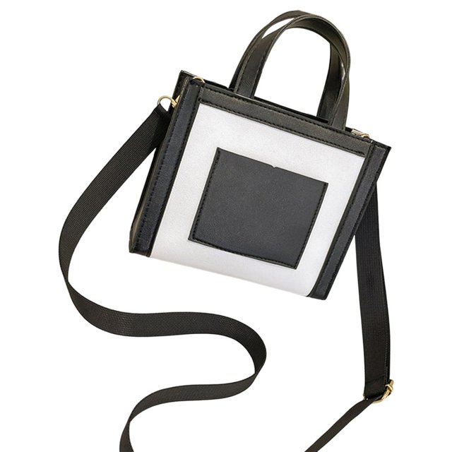 Women Handbag Large Capacity Contrast Color Buckle Closure Portable Handle Detachable Strap Daily Collocation Multi Purpose Women Faux Leather Tote Purpose Handbag Fashion Accessories
