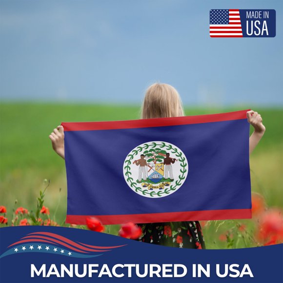 Belize Drapeau Extérieur du (5x8ft) par DreamController - Polyester Durable et Résistant à la Décoloration, Double Piqûre, Oeillets en Laiton - Drapeau d'Amérique Centrale Imprimé HD - Fabriqué aux É.-U.