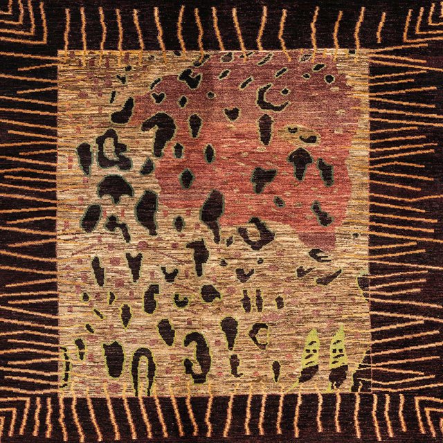 Ahgly Company Tapis d'Intérieur Carrés Abstraits Rouges à Motif Animal, 6 Pieds Carré