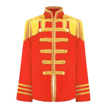 iiniim Kids Sergeant Costume Boys Girls 60s Musician Theme Fancy Dress Long Sleeve Tassel Shoulder Jacket Red 8