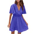 thumbnail image 1 of SMihono Robe d'Été Grande Taille pour Femmes 2023 Mode Imprimée Décontractée Printemps et Été Col en V Manches Courtes Longueur Genou, 1 of 5