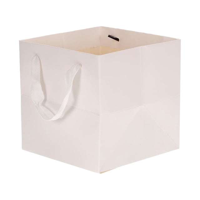 Unique Bargains Sac-Cadeau en Papier 25x25 cm avec Poignée, Sac de Rangement pour Souvenirs de Fête, Blanc, Lot de 5