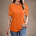 thumbnail image 2 of LOVZFMLL Hauts pour Femmes Été 2025 T-Shirts Décontractés Élégants Col Rond Manches Courtes Creuses Tenues de Travail Blouses Tendance Printemps Orange TG, 2 of 4