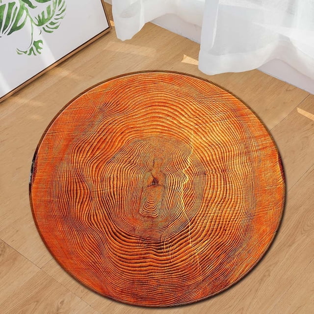 Mat Living Round Wood Grain Area Rug for Home Kids Play Floor Mat Yoga Room Carpet Round Area Rug for Living Room