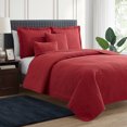 thumbnail image 2 of Clara Clark Home Quilt Set Bedspread - Ultra Soft Microfiber Embossed Grid Weave Pinsonic Lightweight - Quilted Comforter 5 Piece Bedding Set - 2 Pillow Shams, 2 Euro Shams - Twin, Burgundy, 2 of 4
