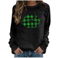 thumbnail image 1 of CEHVOM Womens Solid Shirts Round Neck Long Sleeve Tops Printed Regular Blouse Clearance, 1 of 5