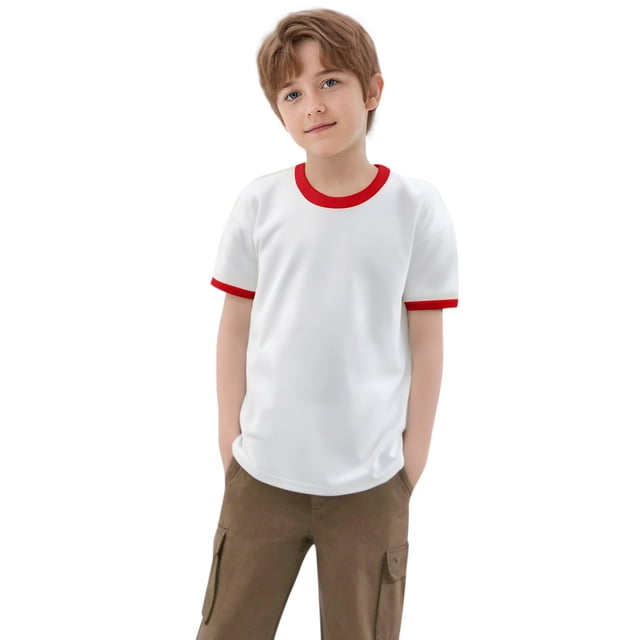 Hauts d'Été pour Garçons en Bas Âge T-Shirts à Manches Courtes Col Rond Coupe Ample Décontractée T-Shirts de Printemps pour Garçon 8-9T