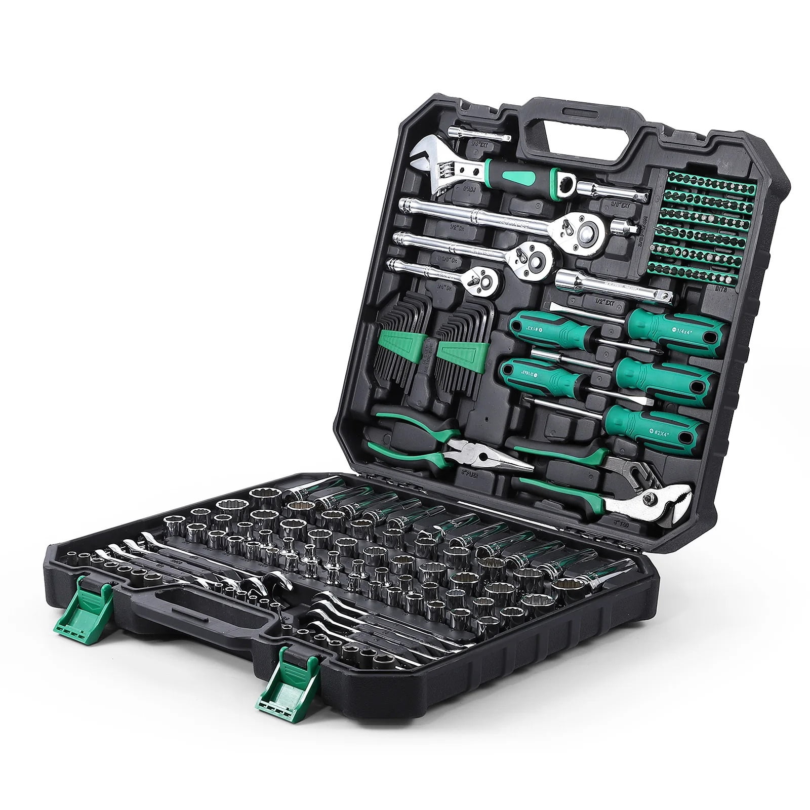 213 Pieces Mechanics Tool Set General Purpose Mixed Sockets And Wrenches, Hand Tool Set Auto Repair Tool Kit Home Tool Kit ,Wear Resistant