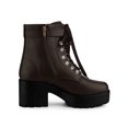 thumbnail image 3 of Unique Bargains Bottes de Combat à Cheville à Plateforme à Talon Épais pour Femme Café (Taille 6), 3 of 7