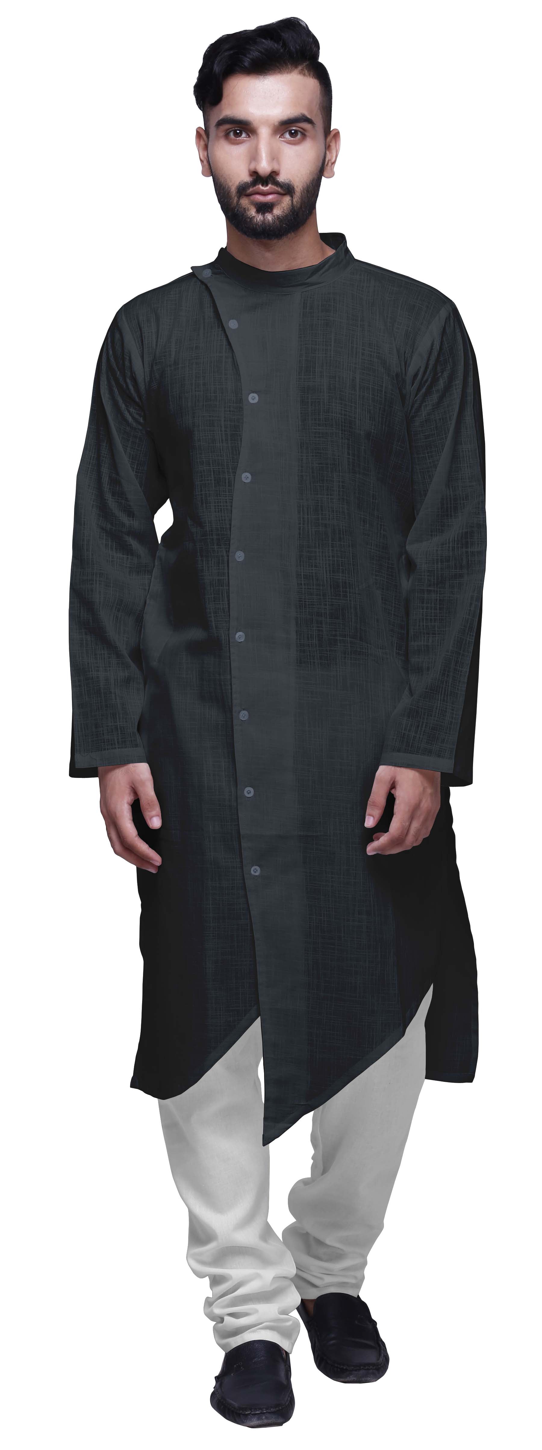Atasi Indian Button Down Mens Long Kurta Solid Party Shirt Engagement Clothing