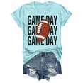 thumbnail image 1 of Charmgo Haut pour Femmes Tendance T-Shirts Jour de Match T-Shirt Imprimé 2D pour Femmes Manches Courtes Col Rond T-Shirt Mode Léger Doux Tenue Décontractée Vêtements pour Femmes Football Bleu Pâle L, 1 of 4