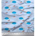 thumbnail image 2 of Soimoi Blue polyester Crepe Fabric Clouds & Bird Decor Fabric Printed Yard 52 Inch Wide, 2 of 5