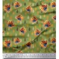 thumbnail image 1 of Soimoi Modal Satin Fabric Feather & Bird Cartoon Print Sewing Fabric Yard 42 Inch Wide, 1 of 3