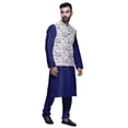 thumbnail image 2 of Atasi Mandarin Collar Traditional Solid Kurta Pajama With Printed Jacket Set, 2 of 3