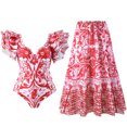 thumbnail image 1 of Birdeem Maillot de Bain une Pièce pour Femmes, Bikini Ajusté Rétro à Imprimé Floral, Aguichant, avec Robe, 1 of 9