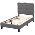 thumbnail image 2 of Costway Twin Size Bed Frame with 46" Tall Button Tufted Headboard Wooden Slats Support, 2 of 10