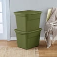 thumbnail image 3 of Sterilite 68 Liter Tote, Plastic Storage Bin with Snap-on Lid, Stackable, Green, 3 of 6