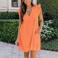 thumbnail image 2 of Ketyyh-chn99 Robes pour Femmes Grande Taille Robe Mini Robe de Fête Robe Droite Unie pour Vacances Robe à Enfiler Robe de Plage Orange,3TG, 2 of 5