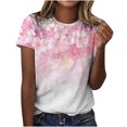 thumbnail image 2 of Short Sleeve Shirts for Women Ladies Fashion Casual Print Round Neck Loose Short Sleeve T Shirt Top Pullover Tshirts for Women Short Sleeve Short Sleeve Tops for Women, 2 of 8