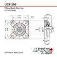 thumbnail image 4 of MAPLE ACE UCF209 45mm Bore R3 Triple-Lip Seal Flange Bearing 4-Bolt Solid, 4 of 5