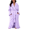 thumbnail image 1 of Peignoirs pour Femmes Peignoir à Capuche en Molleton Éponge Peignoir pour Femmes Peignoir Léger de Sauna Robe de Maison Long Peignoir Peluche Femme Pyjama en Flanelle, 1 of 6