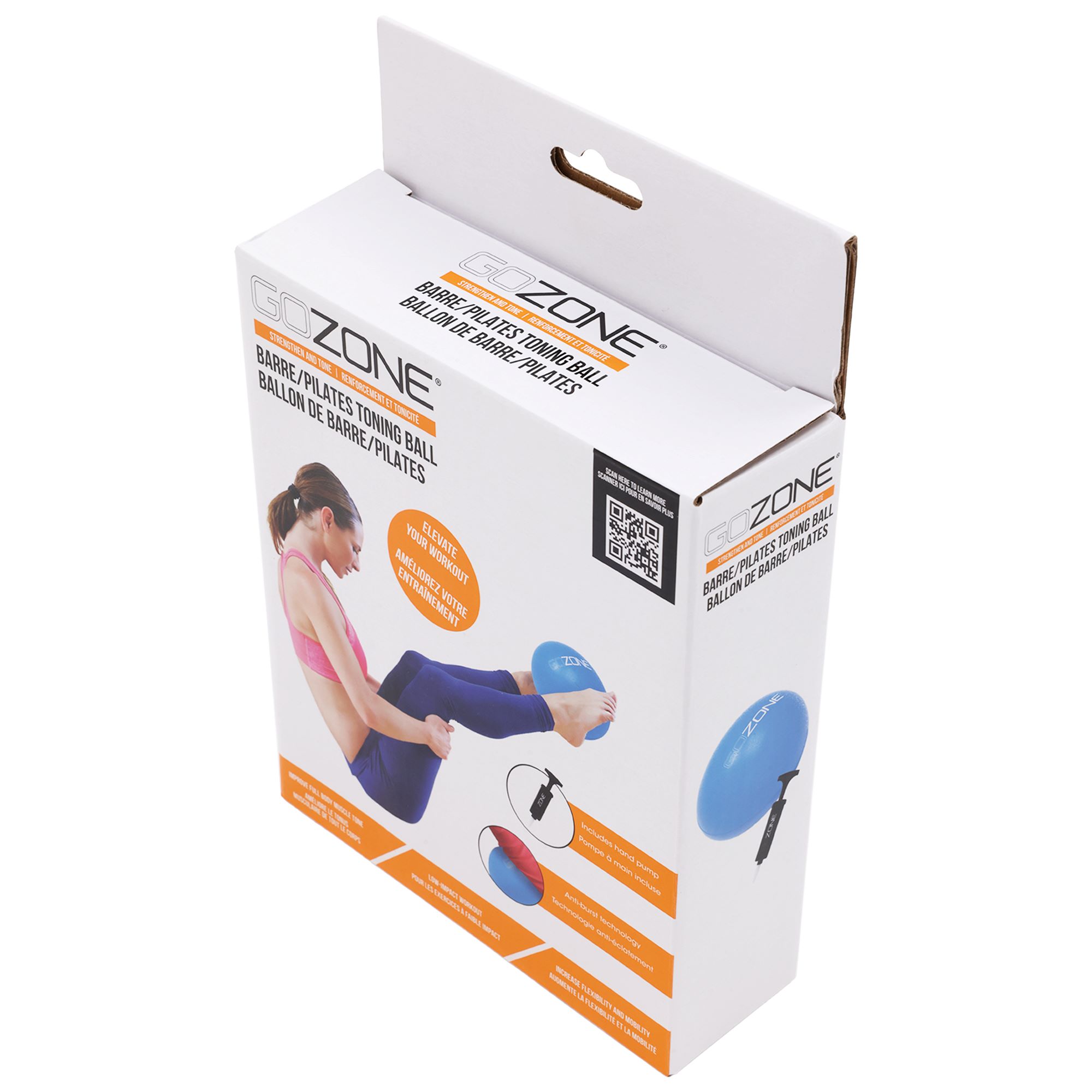 GoZone Ballon d'Exercice pour Pilates, Ballon d'Equilibre pour Tonification, Yoga et Barre, Anti-éclatement, avec Pompe àMmain, Bleu, 22.9 cm