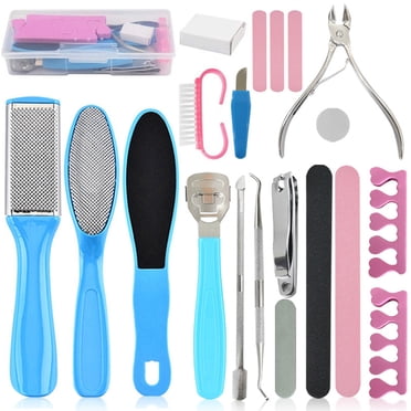 Ensemble d'Outils de Pédicure Professionnels 20 en 1, Trousse de Pédicure avec Brosse pour Soins des Pieds
