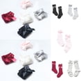 thumbnail image 1 of 0-4 Years Infant Baby Girls Knee High Stockings Cotton Bow Knee Tight Cute Solid Socks Ribbon Set, 1 of 5