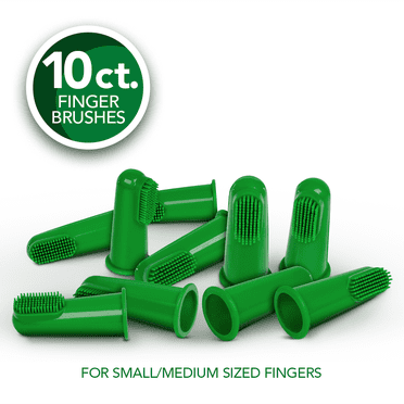 Brosse à Dents pour Chien Vet's Best / Nettoyage Facile des Dents pour les Soins Dentaires des Chiens, Parfaite pour les Chiens et les Chats / Livré avec 10 Brosses Souples pour Doigts par Paquet